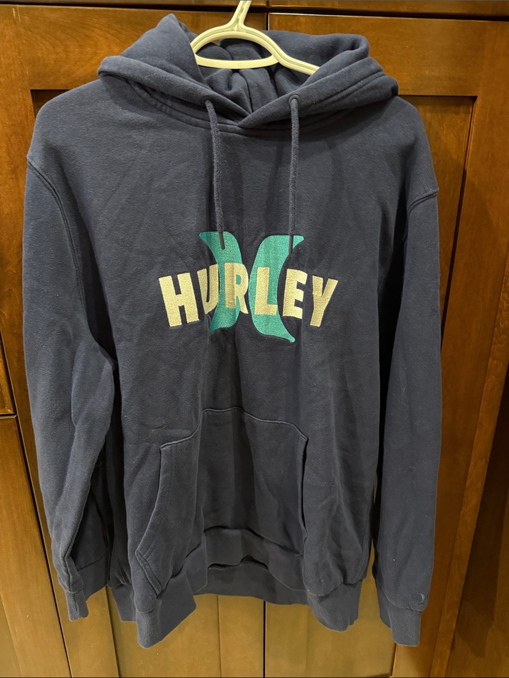 Hurley Dark Navy Pullover Hoodie with aqua Logo